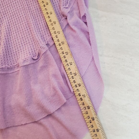 Free People Waffle Knit Ruffle Tunic Womens XS X-Small Lavender Purple Boho - Picture 6 of 11